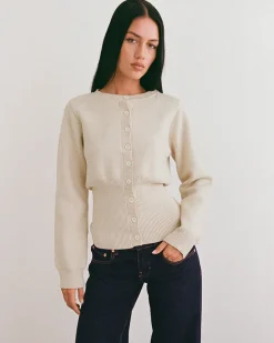Motel Rocks Subra Long Sleeve Ribbed Hem Cardigan - Ivory^ Sweaters