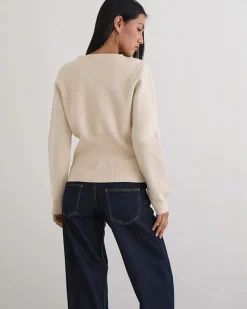 Motel Rocks Subra Long Sleeve Ribbed Hem Cardigan - Ivory^ Sweaters