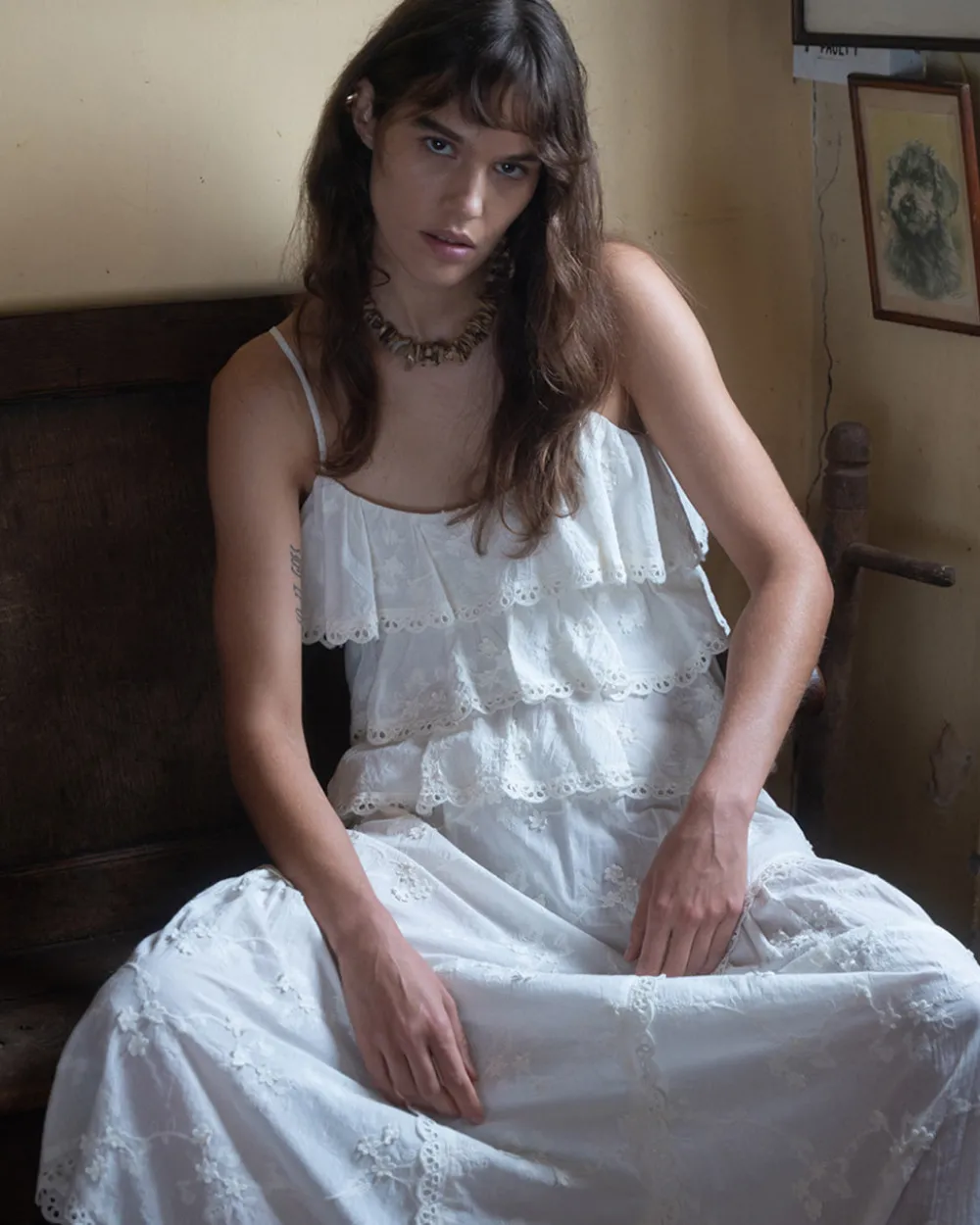 Muse Assembly Suze White Ruffle Top^ Tops