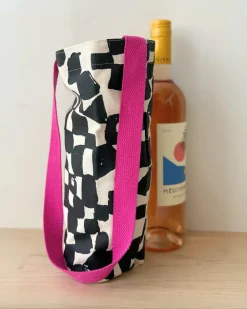 Jenny Pennywood The Checks Wine Tote - Black + Natural^ Bags