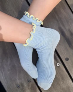 Le Bon Shoppe The Petite Ruffled Modal Socks - Baby Blue + Butter^ Socks + Slippers