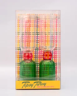 ban.do Tipsy Turvy Bar Glass Set - Green^ Kitchen + Bar