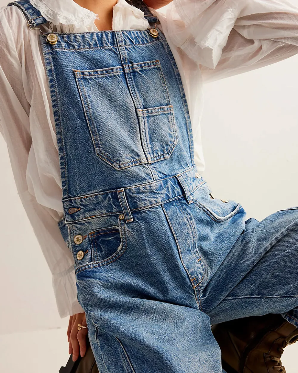Free People We The Free Good Luck Barrel Overalls - Ultra Light Beam^ Dresses + Jumpsuits